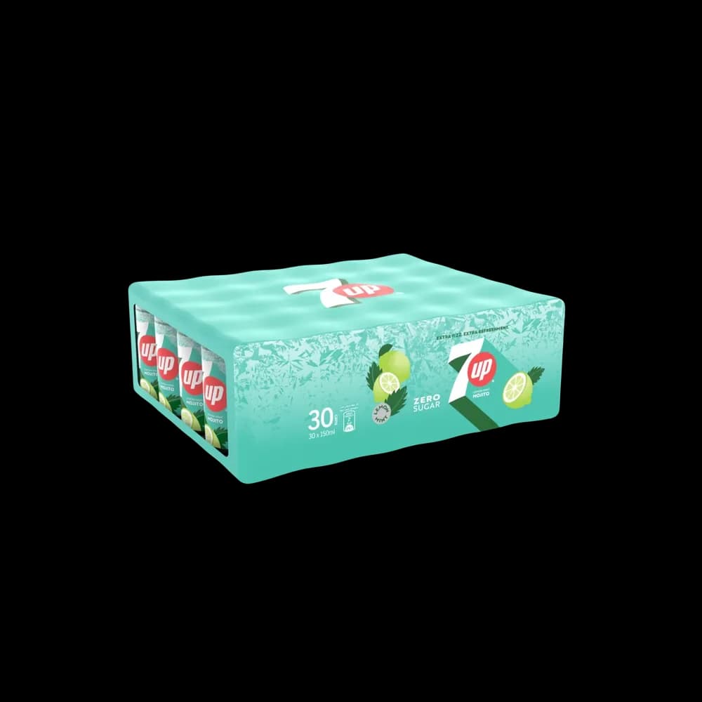 7UP Mojito Lemon Mint Zero Sugar Can, 150ml x 30