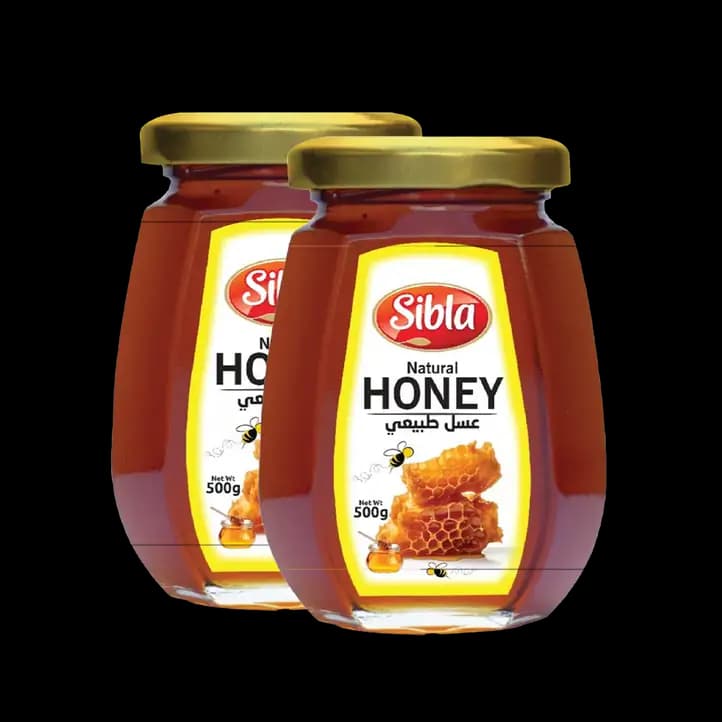 Sibla Honey Octa Glass Jar, 500g x 2 pcs