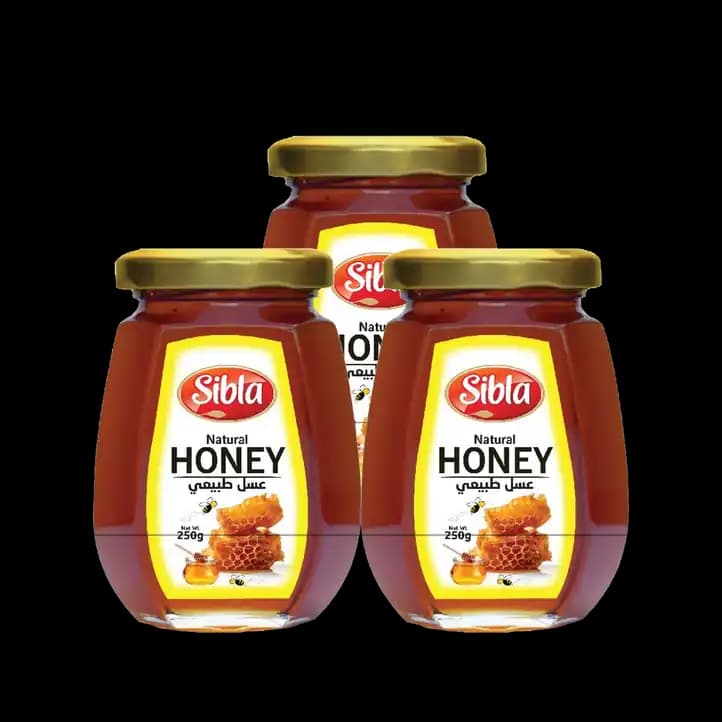 Sibla Honey Octa Glass Jar, 250g x 3 pcs
