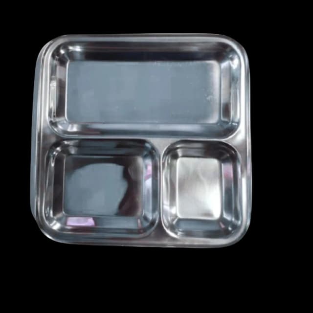 Kraft Stainless Steel Pav Bhaji Plate 3-in-1 PBP3