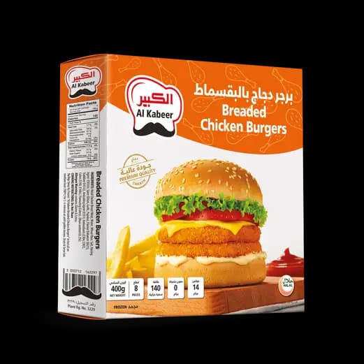 Al Kabeer Breaded Chicken Burger 8 Pcs 400g