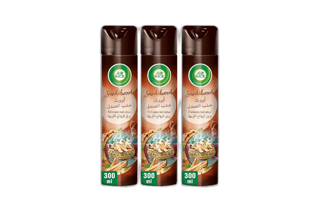 Airwick Aerosol Sandalwood Air Freshner 3 x, 300ml