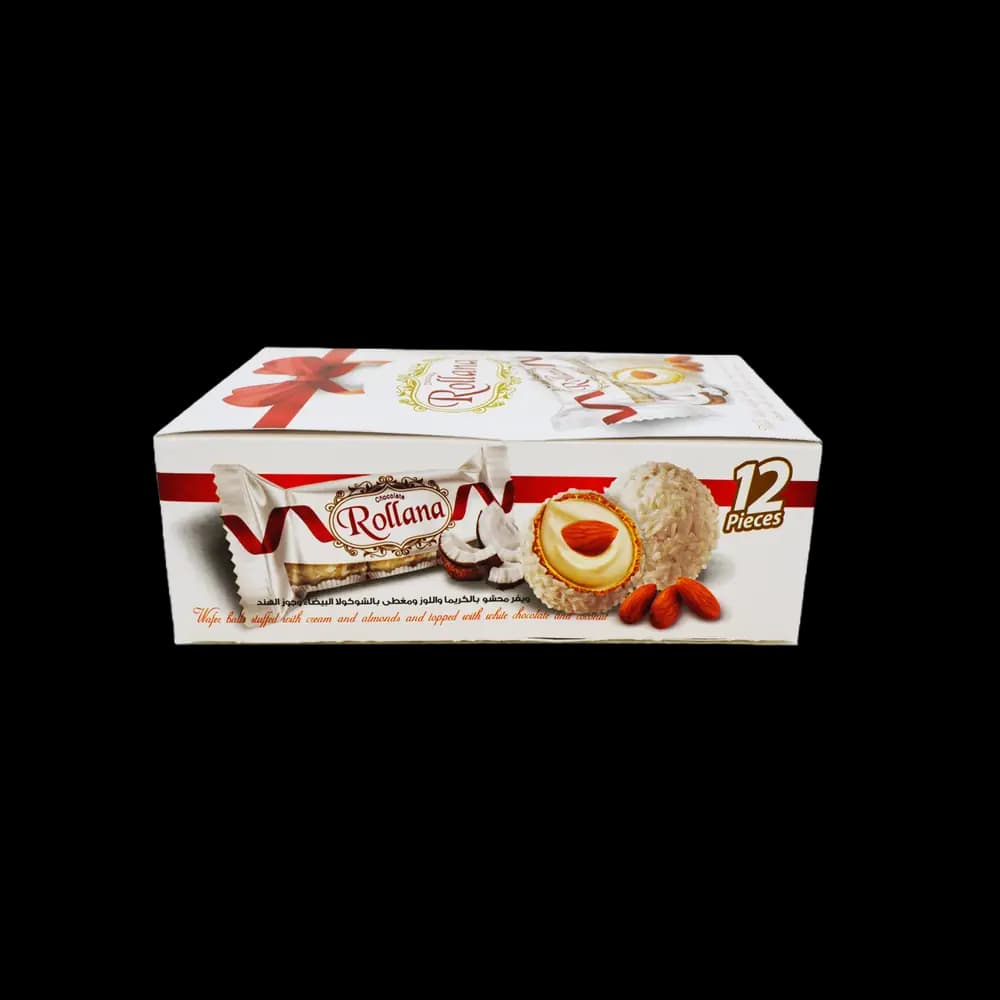 Rollana Wafers Balls White Chocolate Ccnut 12 x, 30g