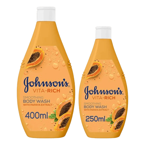 Johnson's Vita-Rich Smoothing Body Wash with Papaya Extract 400 ml + 250 ml