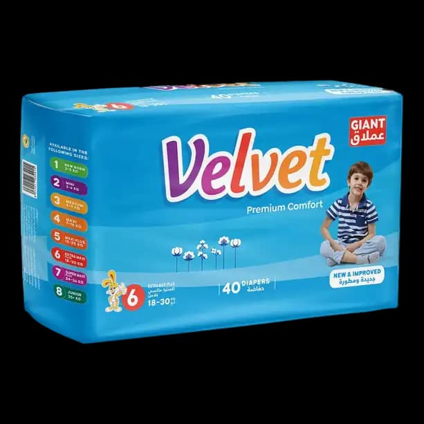 Velvet Giant Extra Maxi Plus Diaper Baby Diapers 40 pcs