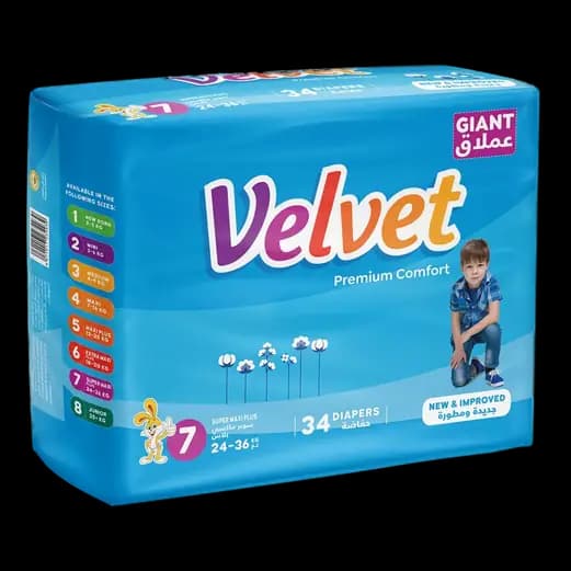 Velvet Giant Super Maxi Plus Diaper Baby Diapers 34 pcs
