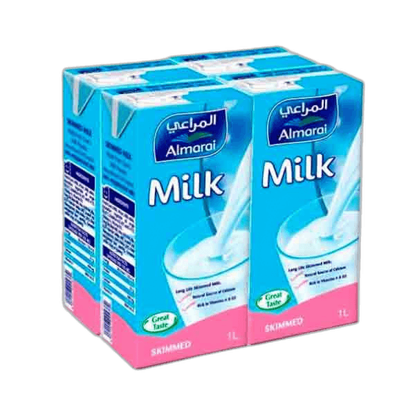 Almarai Long Life Skimmed Milk 4 x 1 L