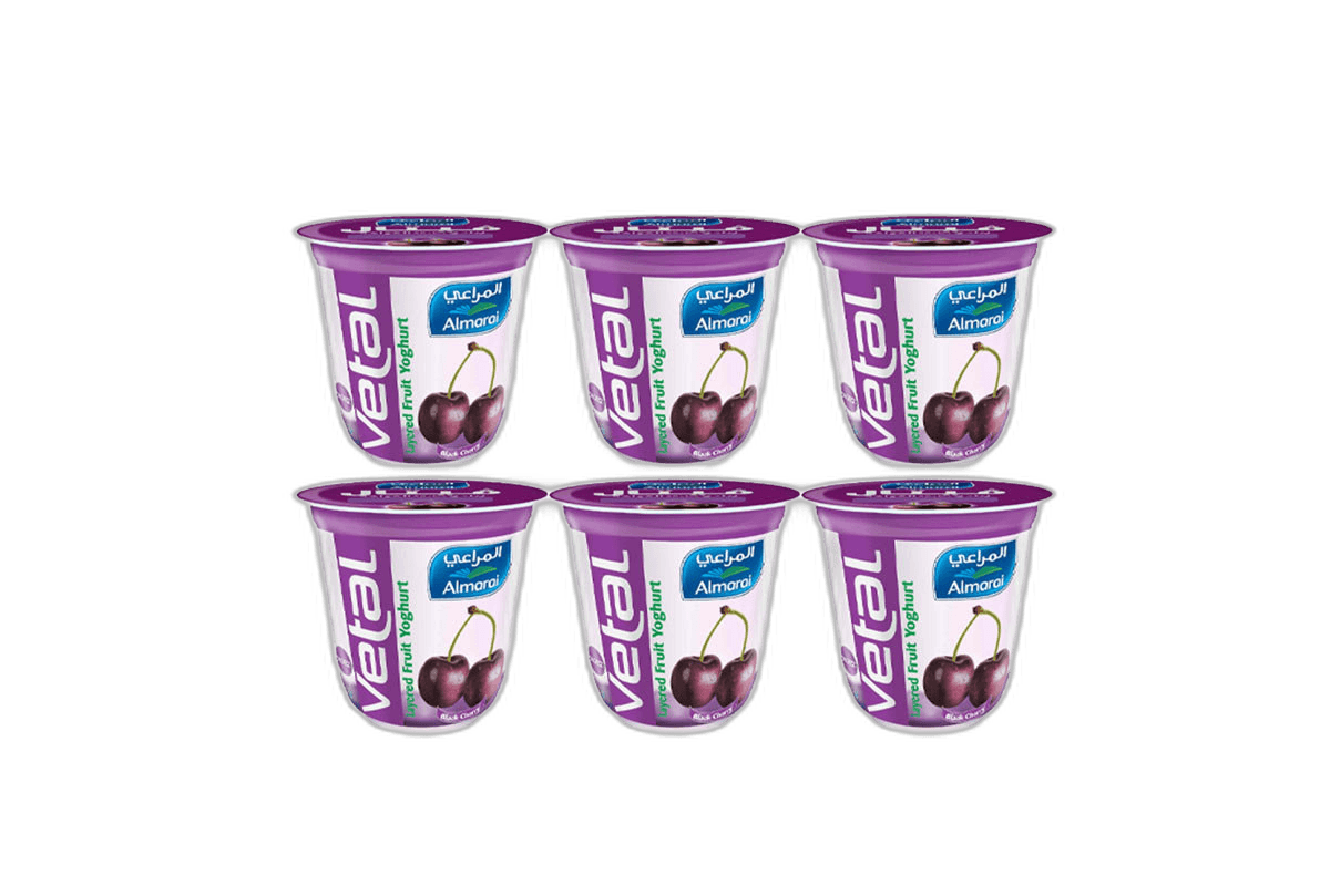 Almarai Vetal Layered Black Cherry Yoghurt 6 x 140 g