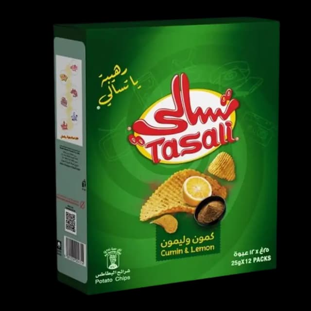 رقائق بطاطس تسالي بالكمون والليمون 25 غم × 12