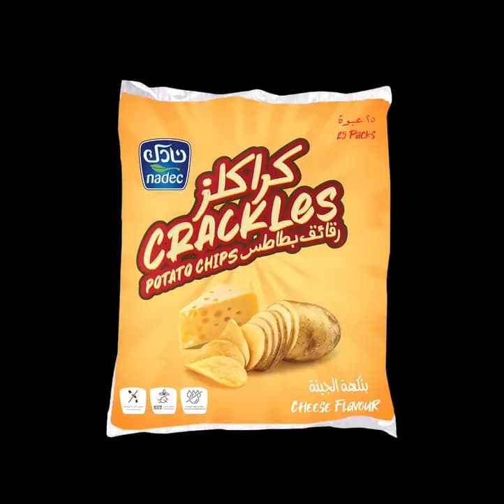 Nadec Crackles Potato Chips Cheese 25 x, 21g