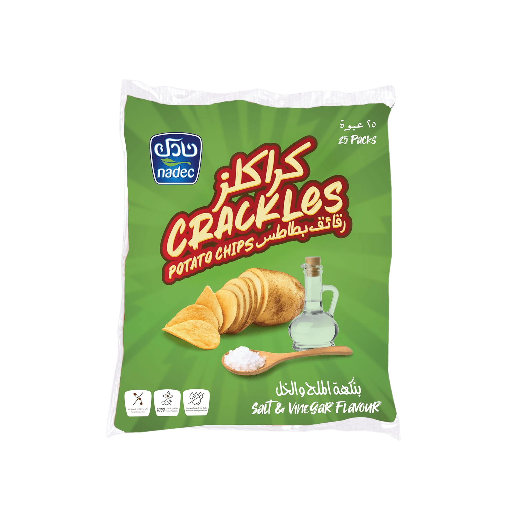 Nadec Crackles Potato Chips Salt & Vinegar 25 x 21 g