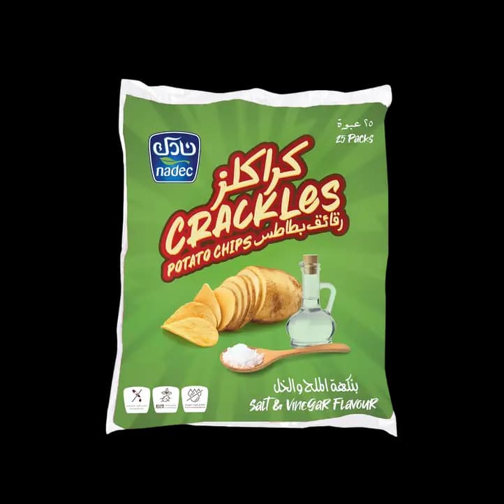 Nadec Crackles Potato Chips Salt & Vinegar 25 x, 21g