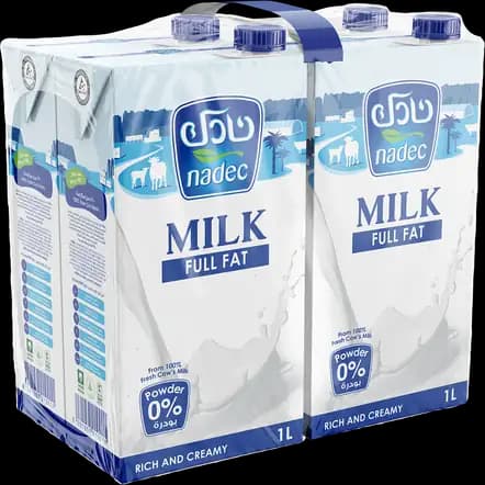 Nadec Full Fat UHT Milk 4 x, 1L