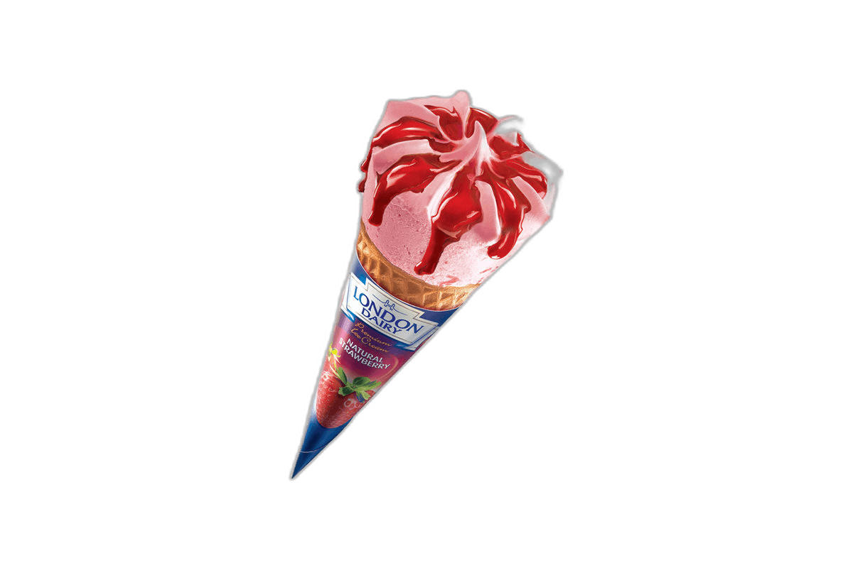 London Dairy Strawberry Cone Ice Cream 120 ml