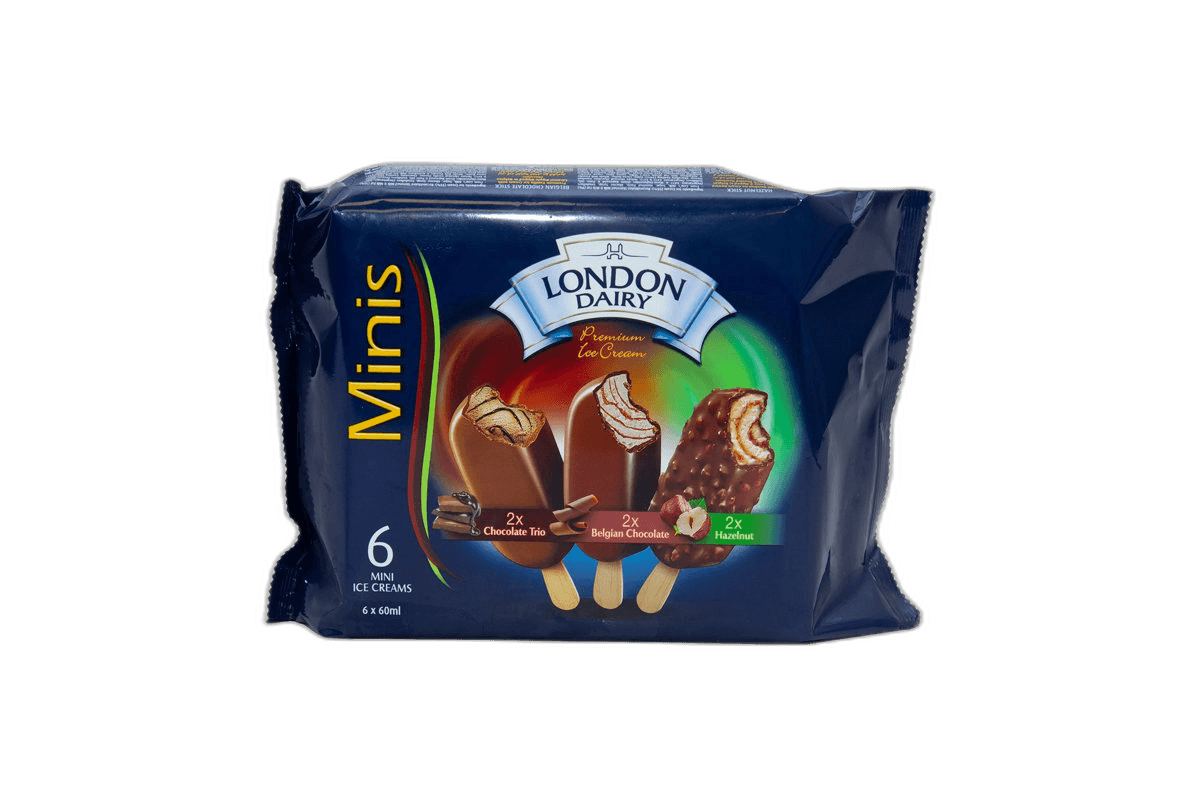 London Dairy Ice Cream Chocolate Belgian Hazl 6 x 60 ml