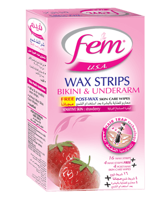 Dabur Fem Bikini Wax Strip - Sensitive Skin ( Strawberry ) Hair Removal