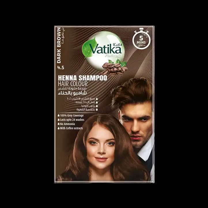Vatika Henna Hair Colour Shampoo Dark Brown, 20ml