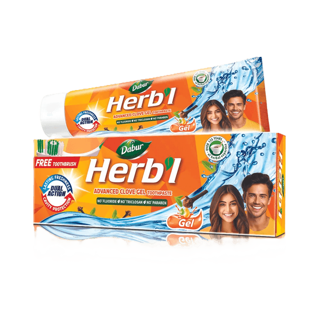 Dabur Herbal Toothpaste - Advanced Clove Gel + Free Toothbrush, 150g