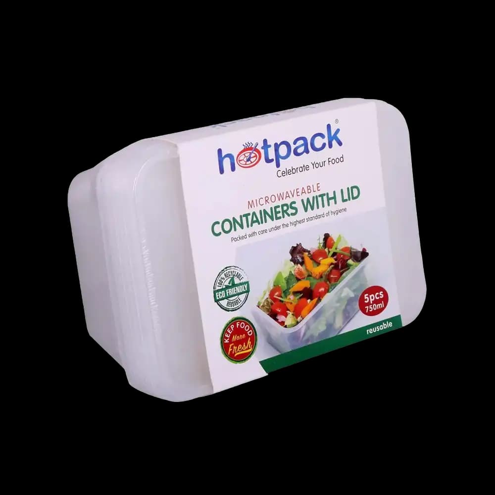 Hotpack Microwave Rectangler Container 5 x, 750ml