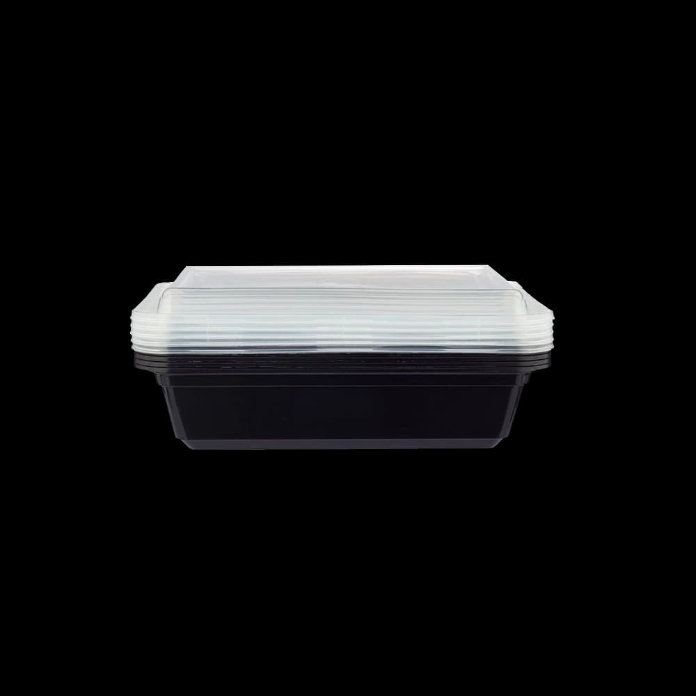 Hotpack Black Base Rect Container + Lid 5 pcs