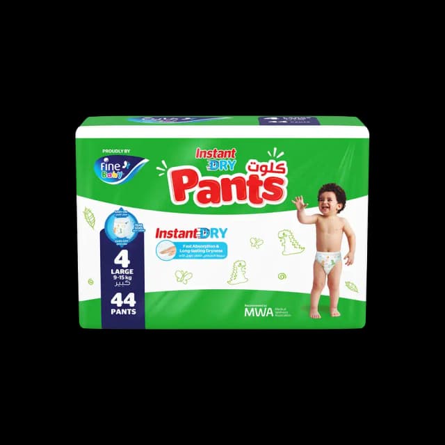 Fine Baby Instant Dry Pants Large Diapers 9-15kg Size 4 44 pcs