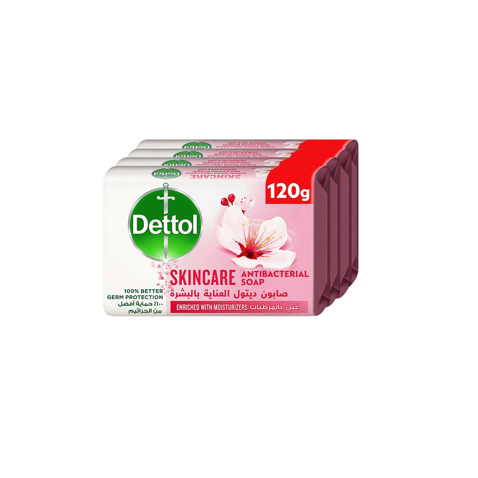 Dettol Skincare Pink Soap 4 x, 120g