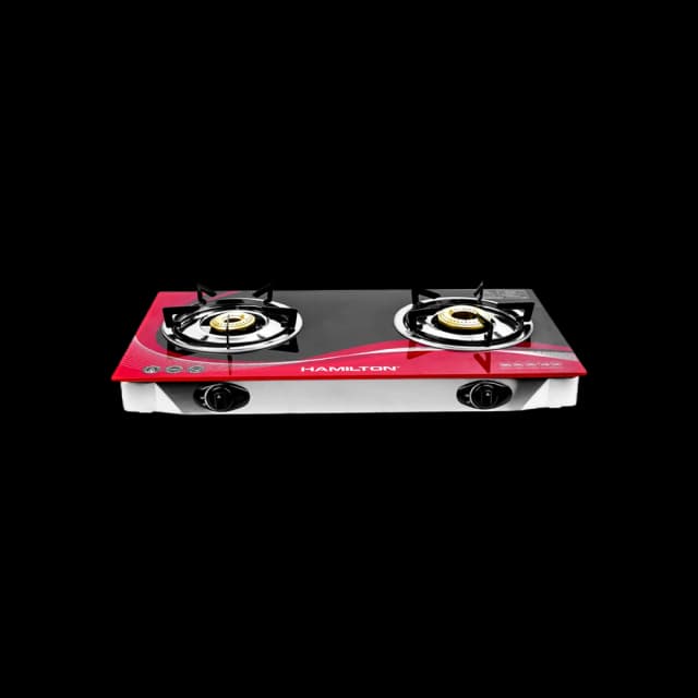 Hamilton Gas Stove 2 Burner Glass Brass HT1126