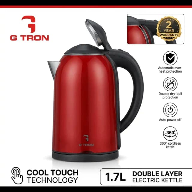 Gtron Double Layer Electric Kettle 1.7L - GT-2518DKT