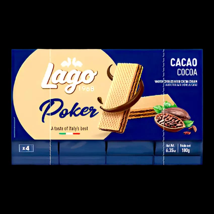 Lago Poker Wafers Cocoa 4 x, 45g