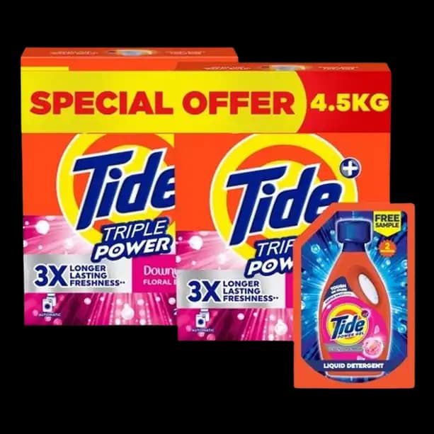 Tide Detergent Powder Original 2.25 kg x 2 + Gel 300 ml
