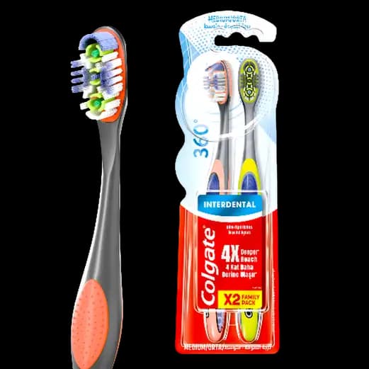 Colgate Toothbrush 360 Interdental Med Val PK 2 Piece
