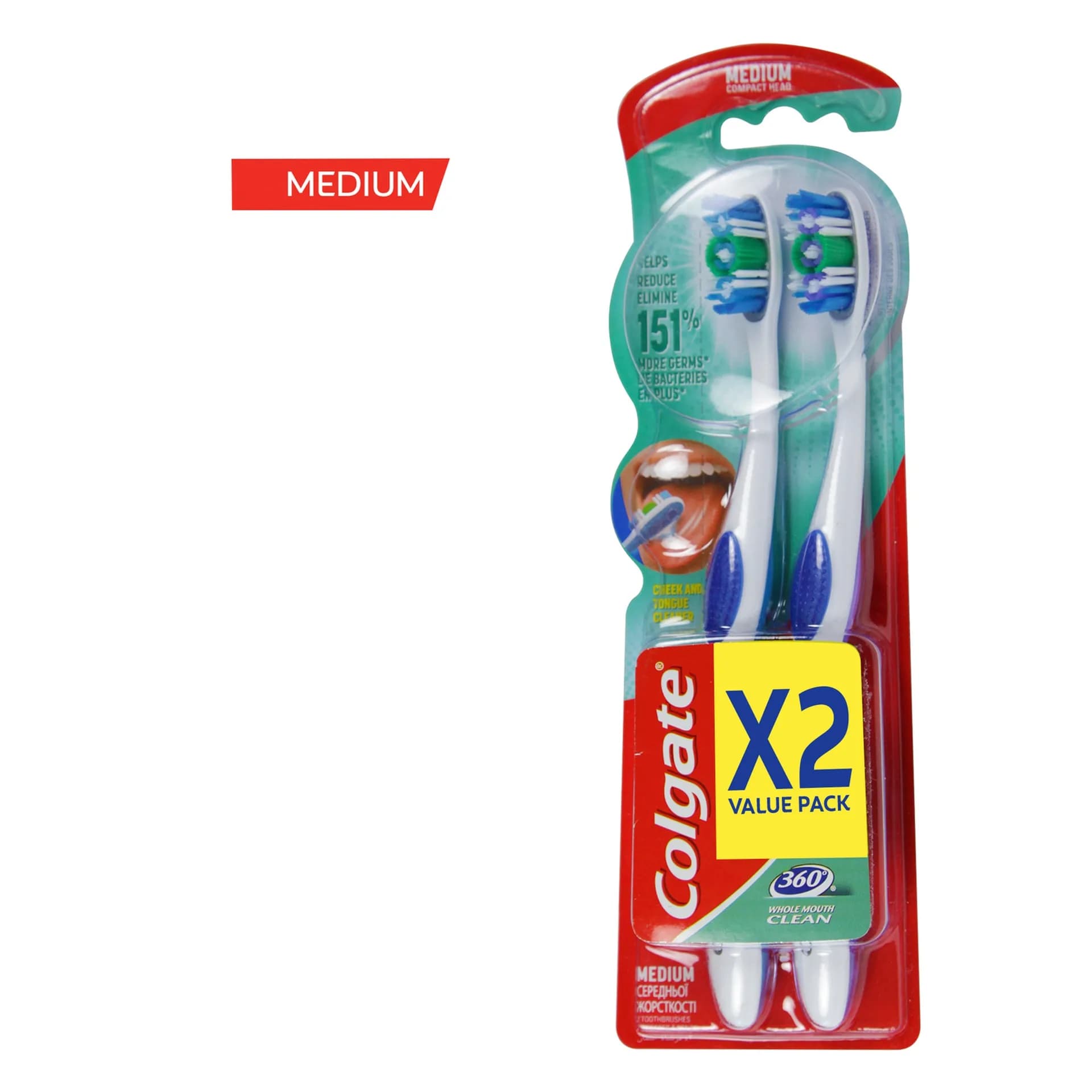 Colgate 360 Tooth Brush Medium 2pack