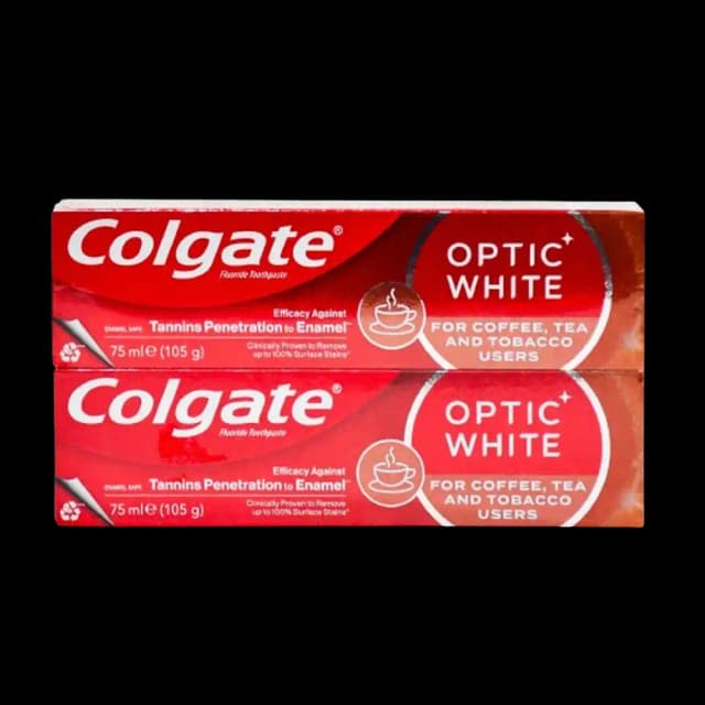 Colgate Optic White Toothpaste for Coffee, Tea & Tobacco Lovers 75 ml x 2