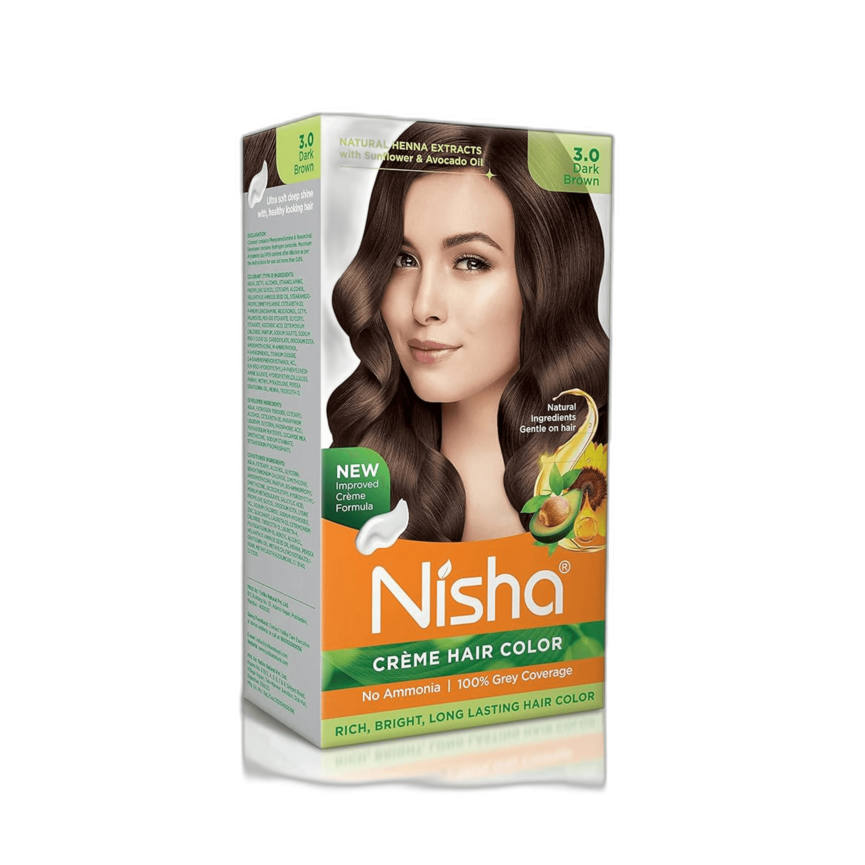 Nisha Creme Hair Color, 60g + 60ml Dark Brown
