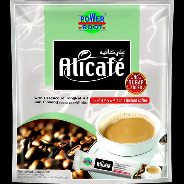 Ali Cafe 4 in 1 Instant Coffe No Sugar, 12g