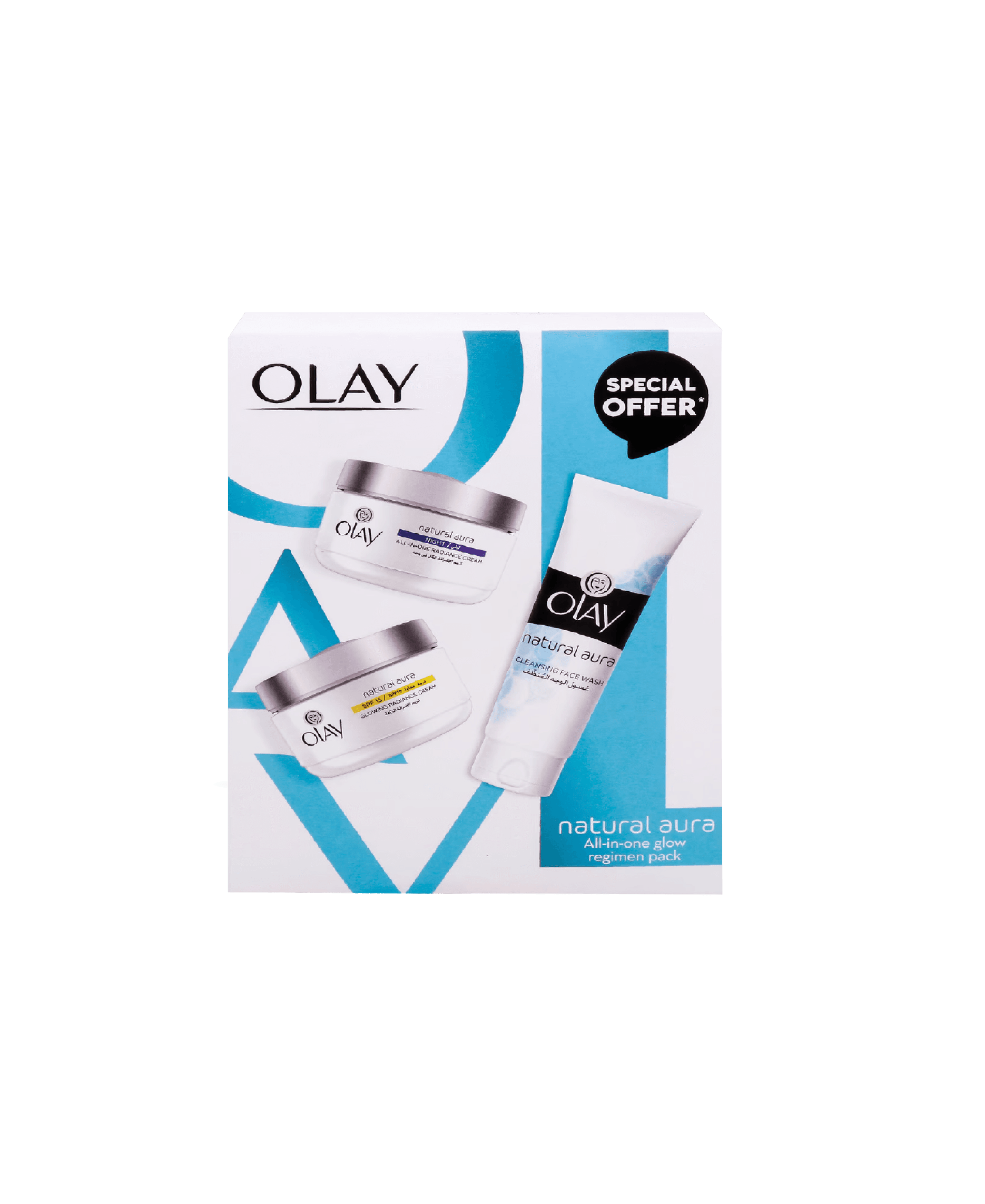Olay Natural Aura Day Cream + Night Cream, 50g + FW 100ml