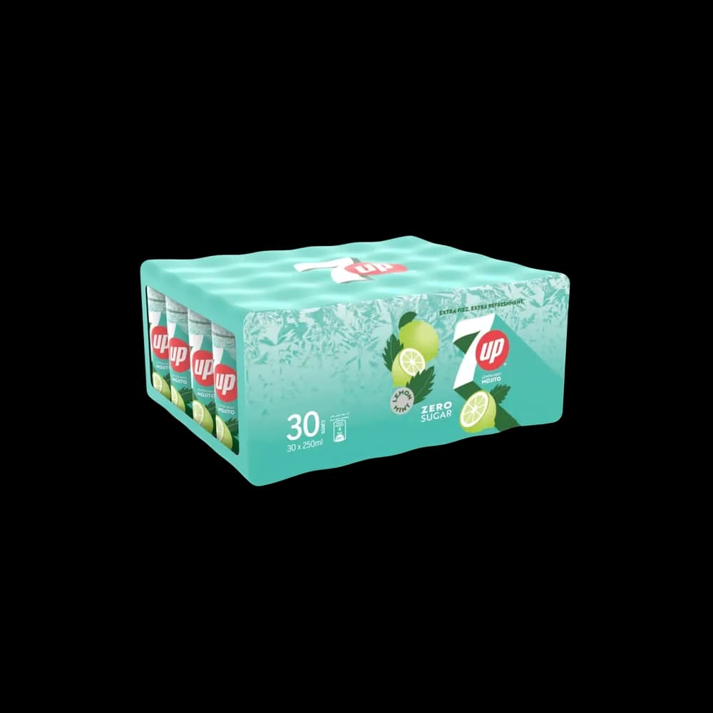 7UP Mojito Lemon Mint Zero Sugar Can, 250ml x 30
