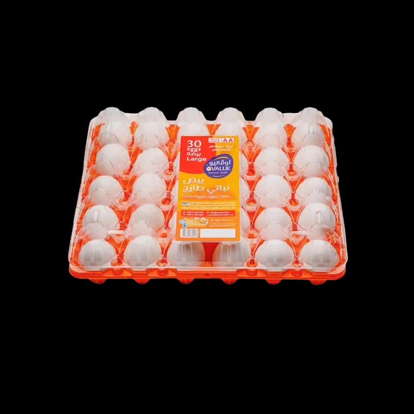 Ovalue White Egg Large Plastic Tray 30 pcs (Imp)