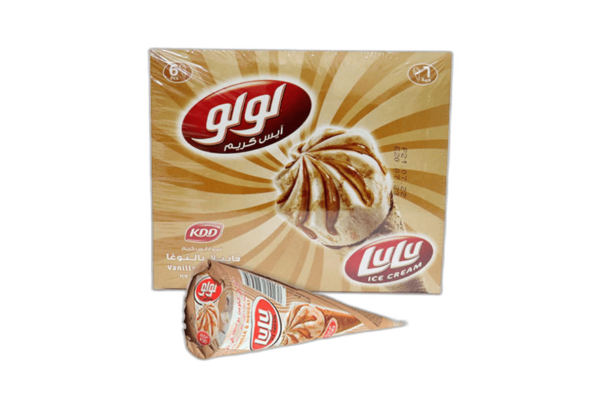 Kdd Cone Ice Cream Lulu Vanilla/Nughat 6 x 100 ml
