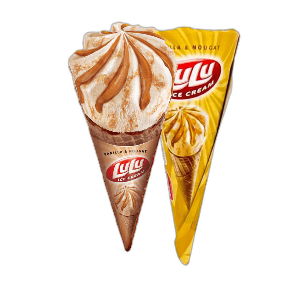 Kdd Cone Ice Cream Lulu Vanilla/Nughat 100 ml