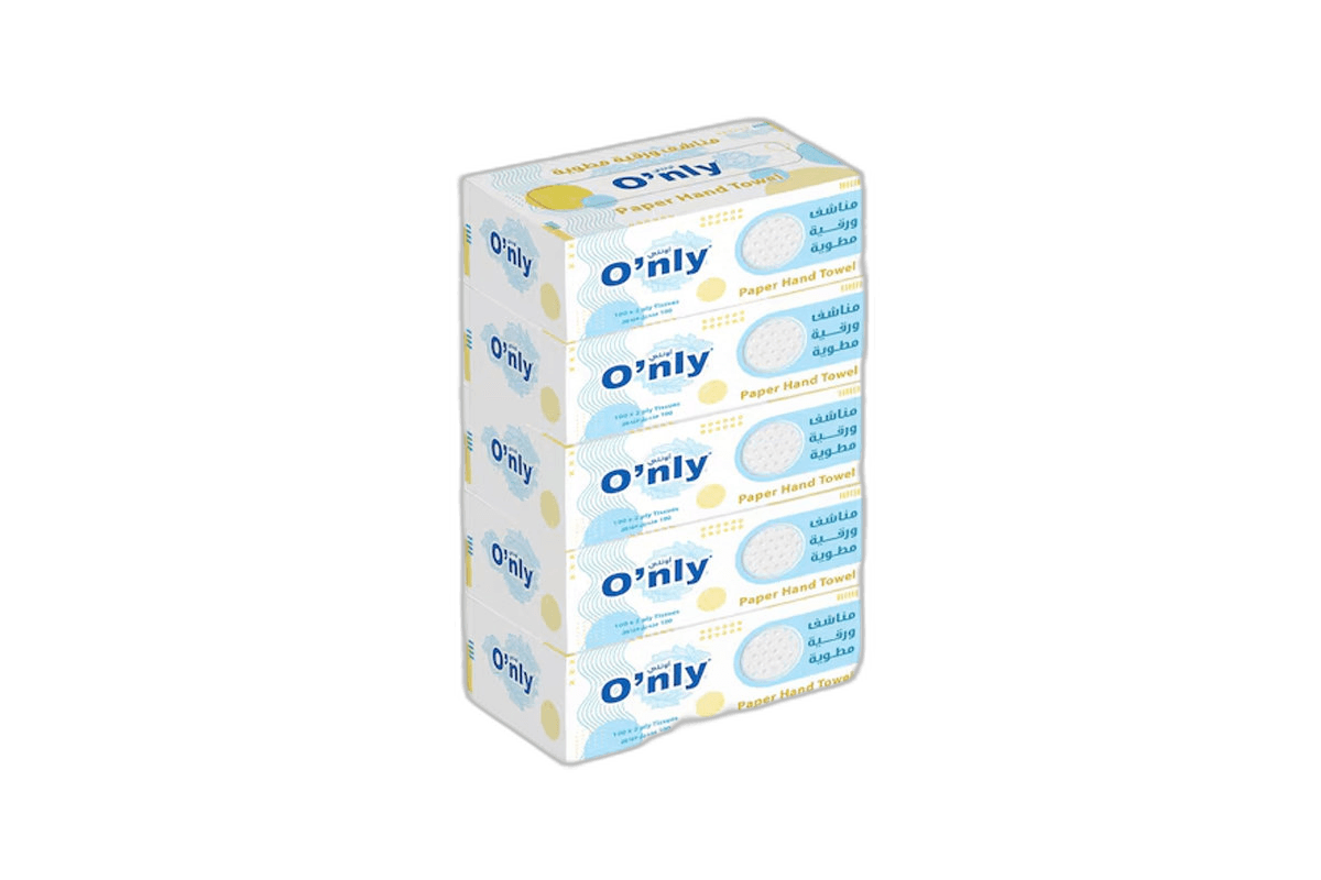 Only Hand Towel (190 X 210mm) 2ply 5 x 100 Pack