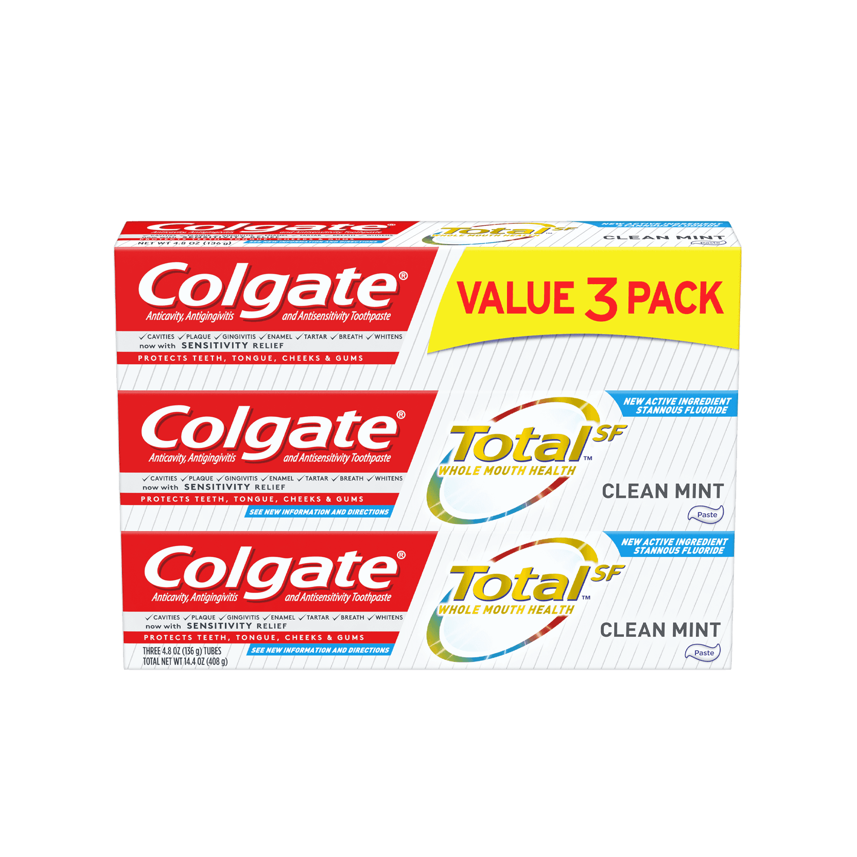 Colgate Total Clean Mint Toothpaste 3 x, 100ml