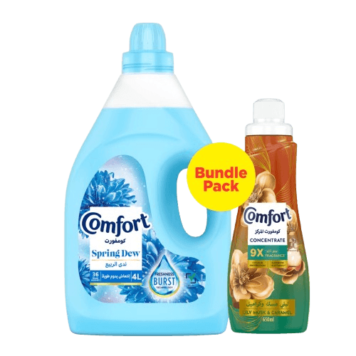 Comfort Fabric Softener Spring Dew Blue 4 L + Comfort Concentrate 650 ml Free
