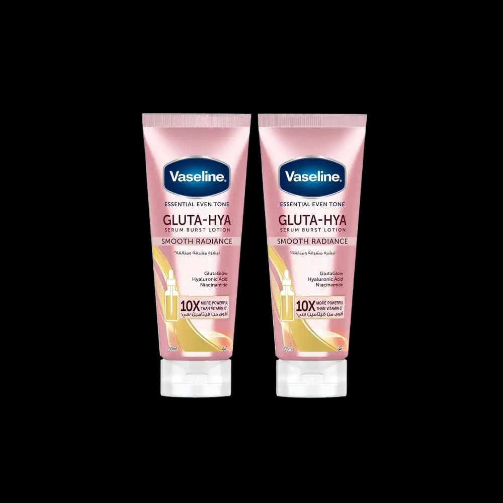 Vaseline Essential Even Tone Gluta-Hya Serum Burst Lotion Smooth Radiance, 200ml Pack of 2