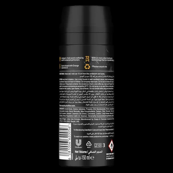 Axe Men Deodorant Body Spray Black Vanilla, 150ml