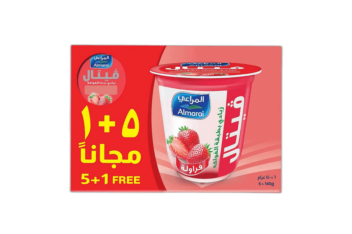 Almarai Vetal Lay Strawbery Yoghurt 6 x 140 g