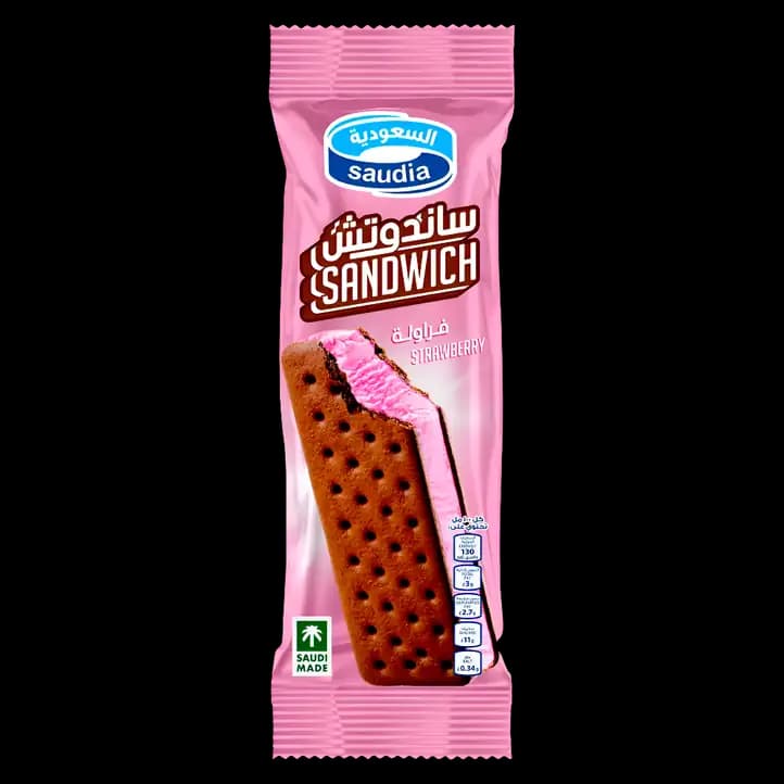 Saudia Sandwich Strawberry Ice Cream, 100ml