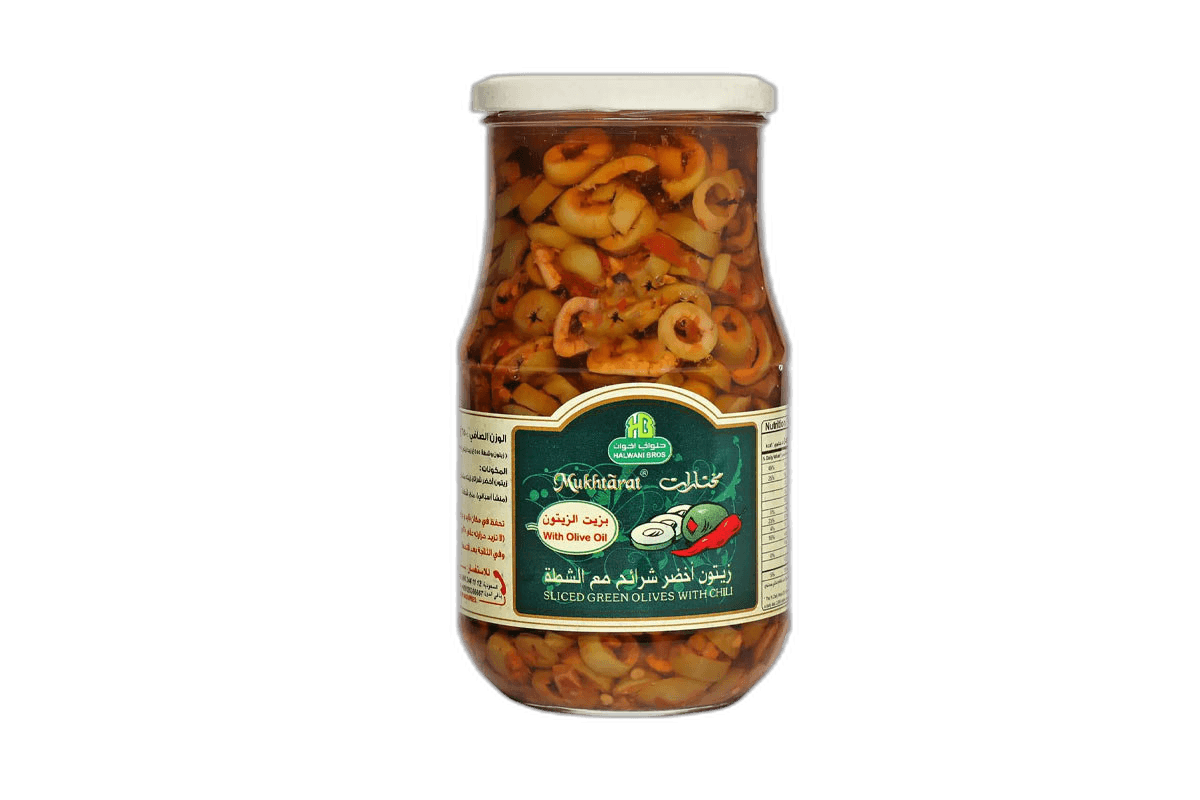 Halwani Sliced Green Olives with Chilli 325 g
