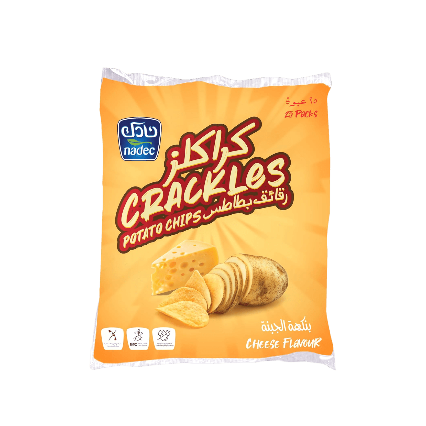 Nadec Crackles Potato Chips Cheese 25 x 21 g
