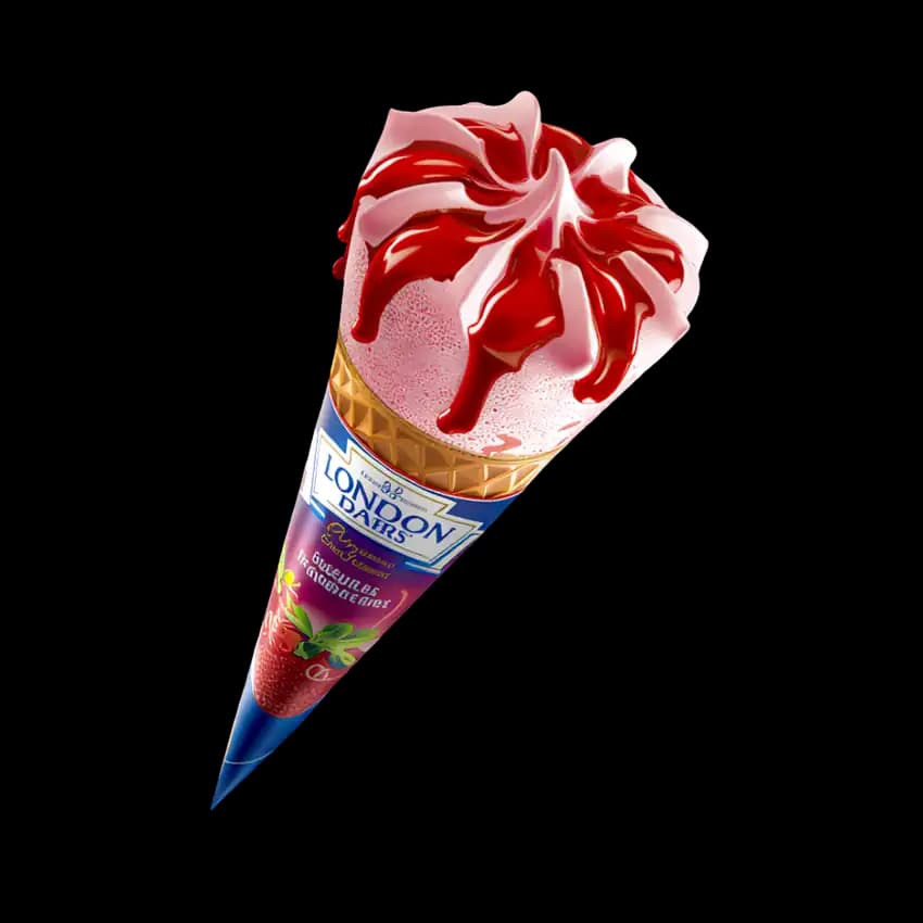 London Dairy Strawberry Cone Ice Cream, 120ml